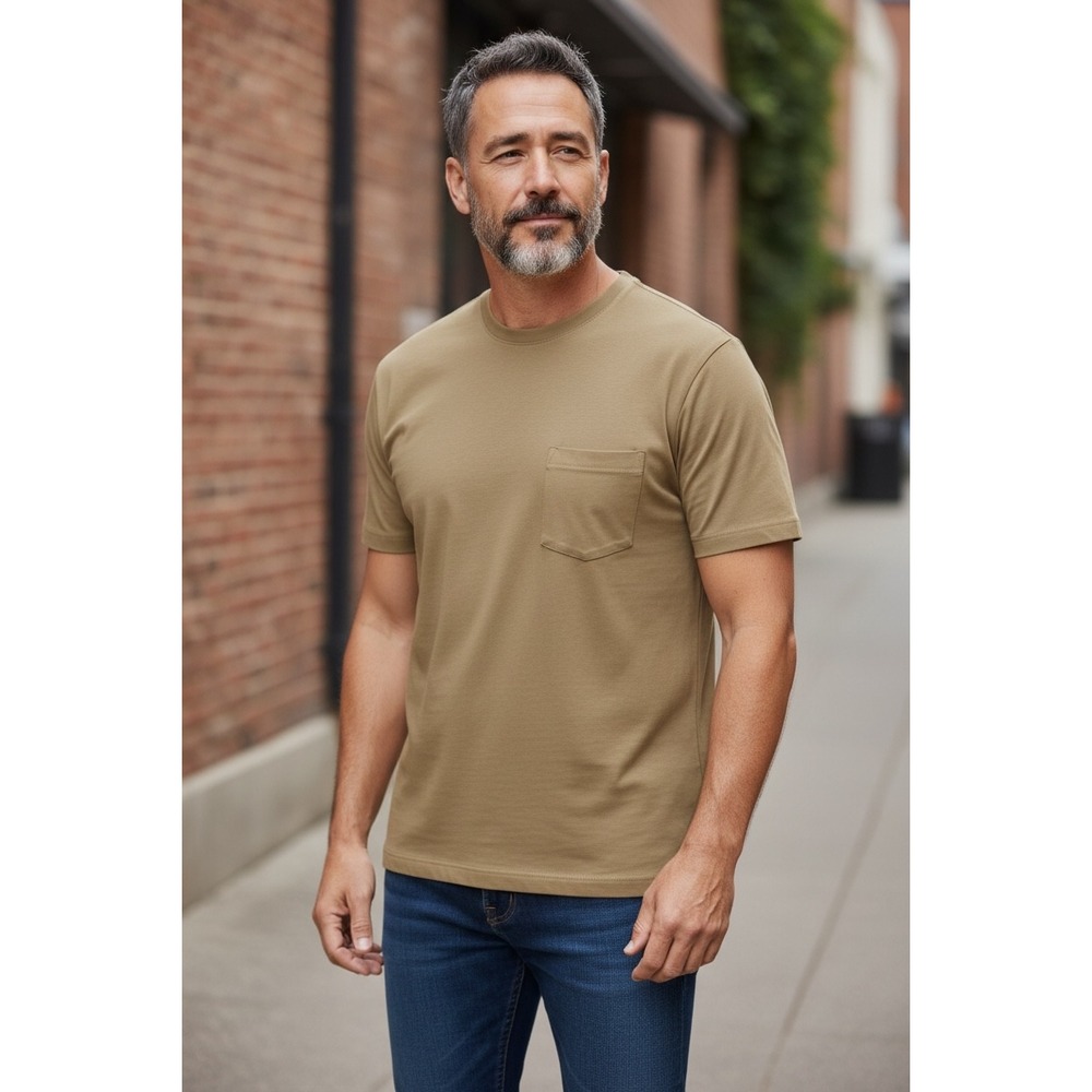 359 Boulder Creek Trading Co Mens 2XL Khaki Tan Short Sleeve Pocket T-Shirt New